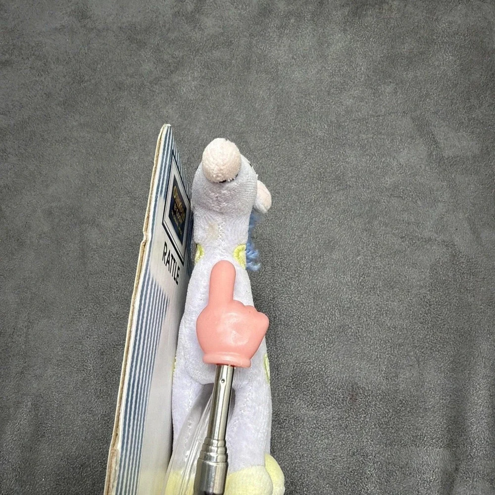 Vintage Toys R Us Oshkosh B'gosh Lavender Giraffe Plush With Rattle Ring Beads